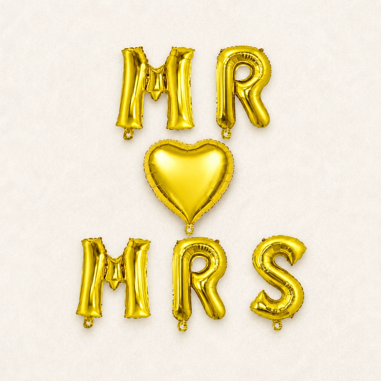 MR & MRS Heart Balloon Set | Gold, Rose Gold & Silver