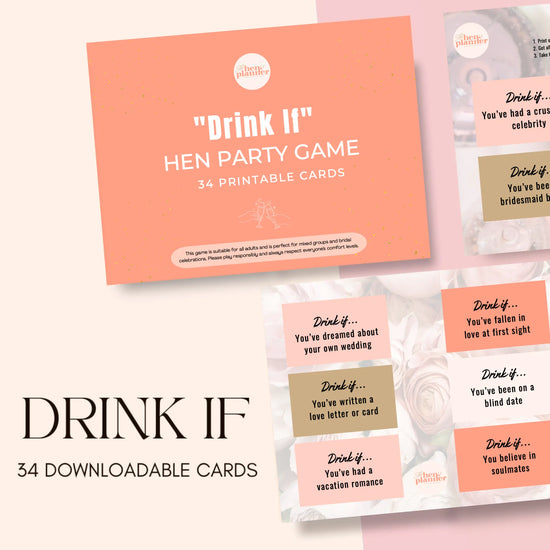 Drink If printable hen party game cards