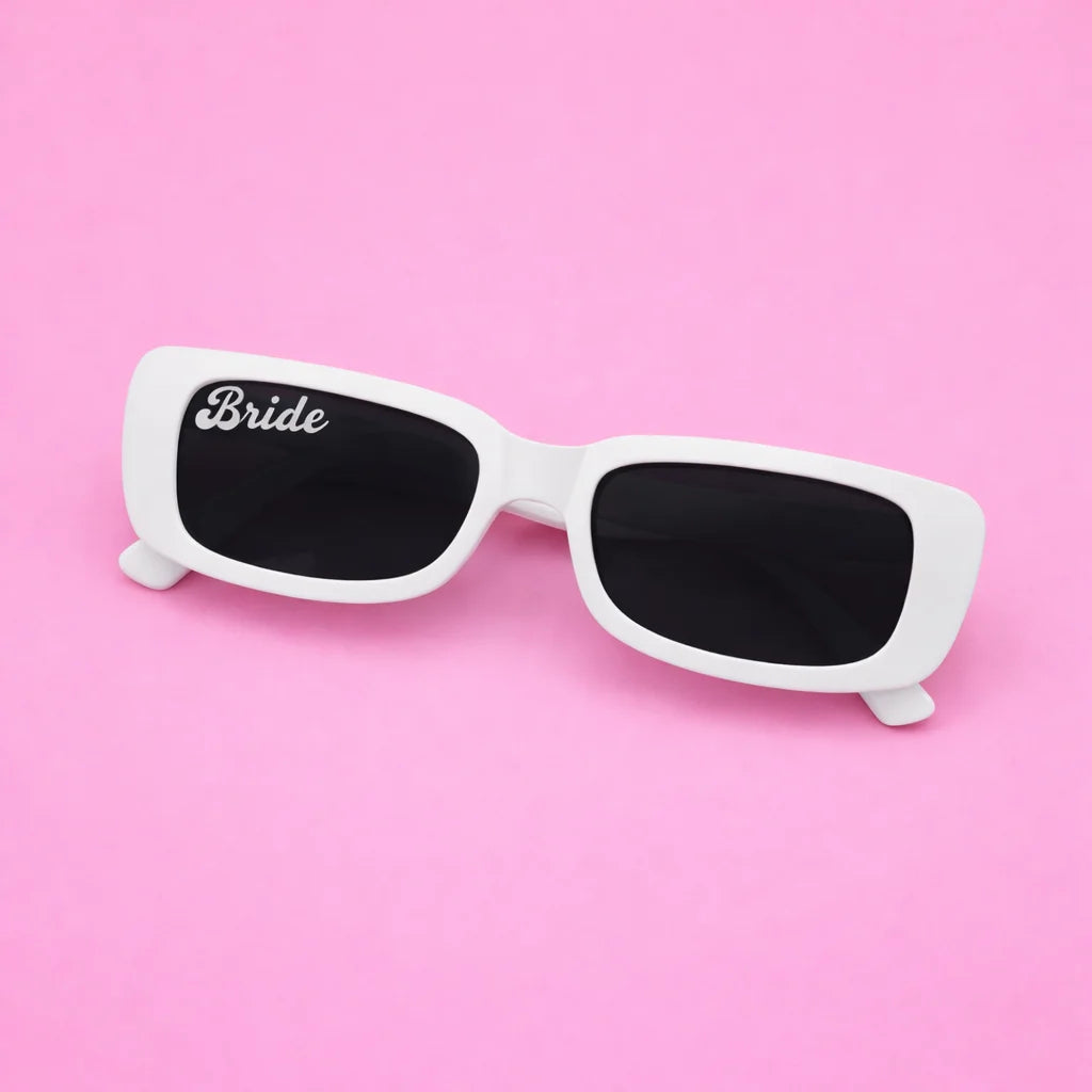 Y2K Bridesmaid Sunglasses Sunnies Bride 1990's Rectangle Glasses Bachelorette Party Bride To Be Beach Honeymoon Bridal Shower The Hen Planner