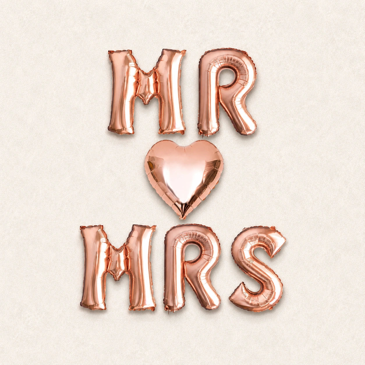 MR & MRS Heart Balloon Set | Gold, Rose Gold & Silver