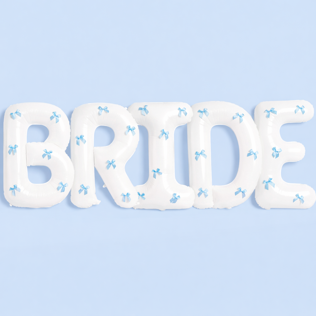 BRIDE Balloon Set with Blue Bows