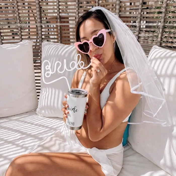 3-Piece Bride Veil, Straw & Sunglasses Set - The Hen Planner
