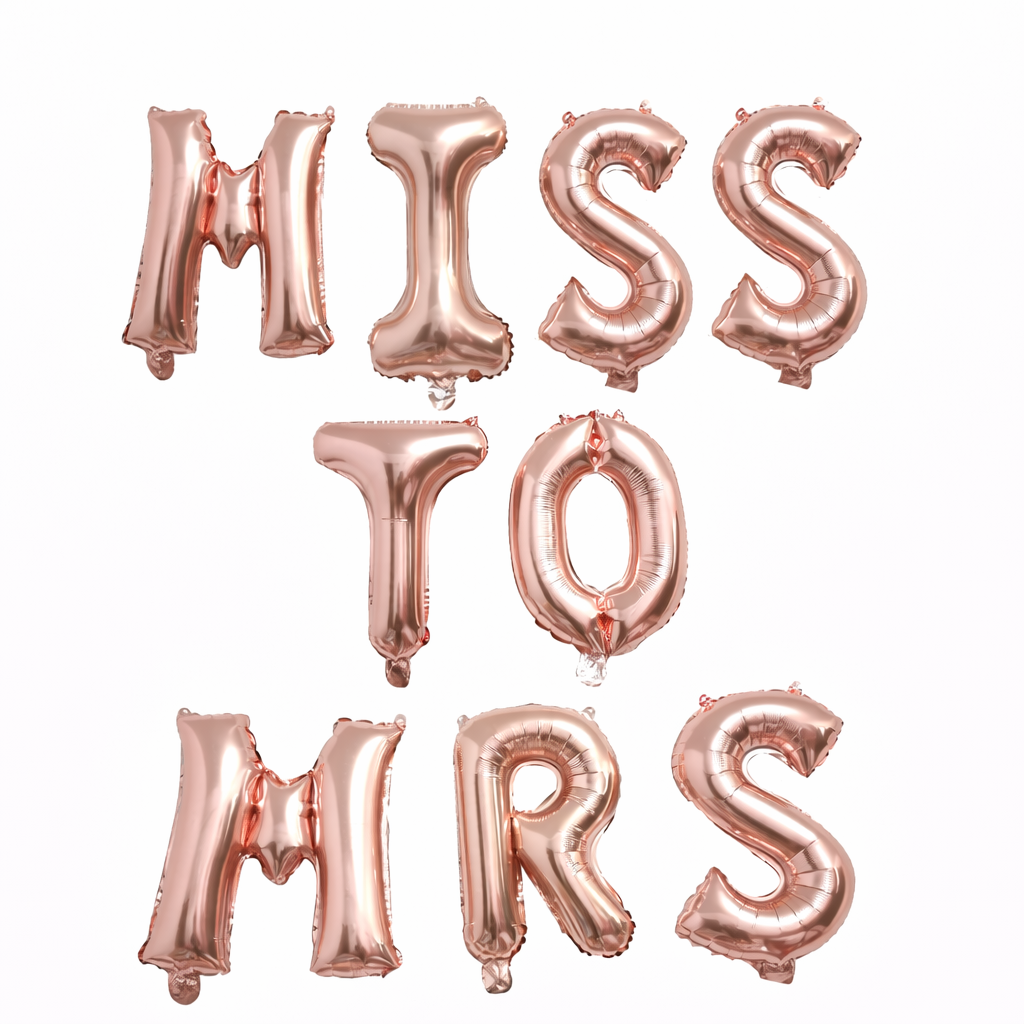 Miss to Mrs Foil Balloon Set – Rose Gold, White or Silver