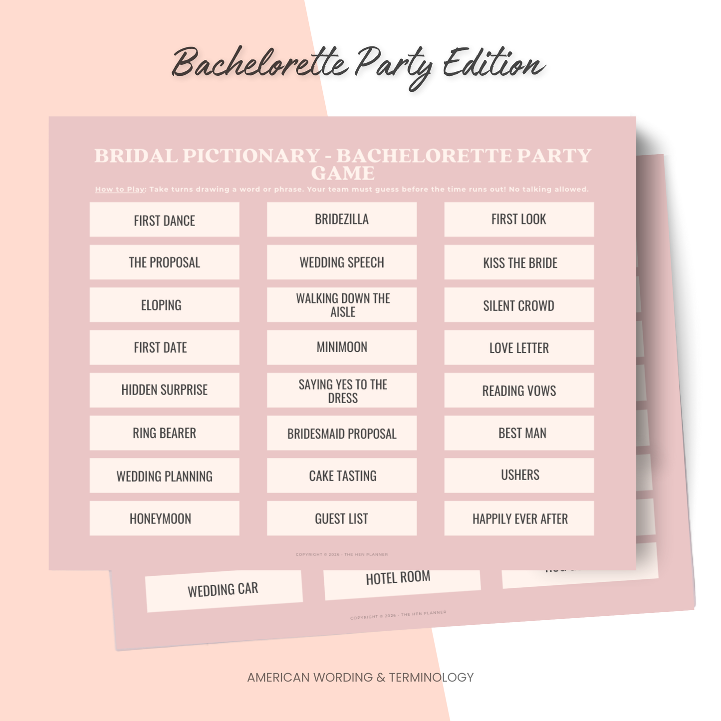 Bridal Shower Pictionary Game