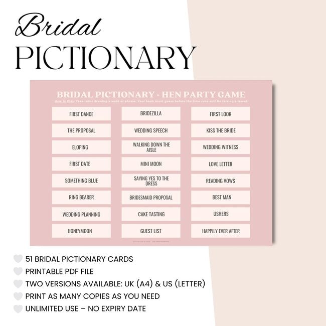 Hen Party Pictionary Game Download | Bridal or Dirty