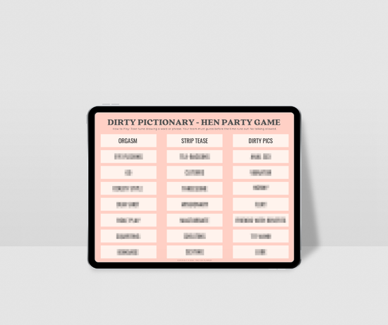 Printable Dirty Pictionary cards for a hen party or bachelorette game