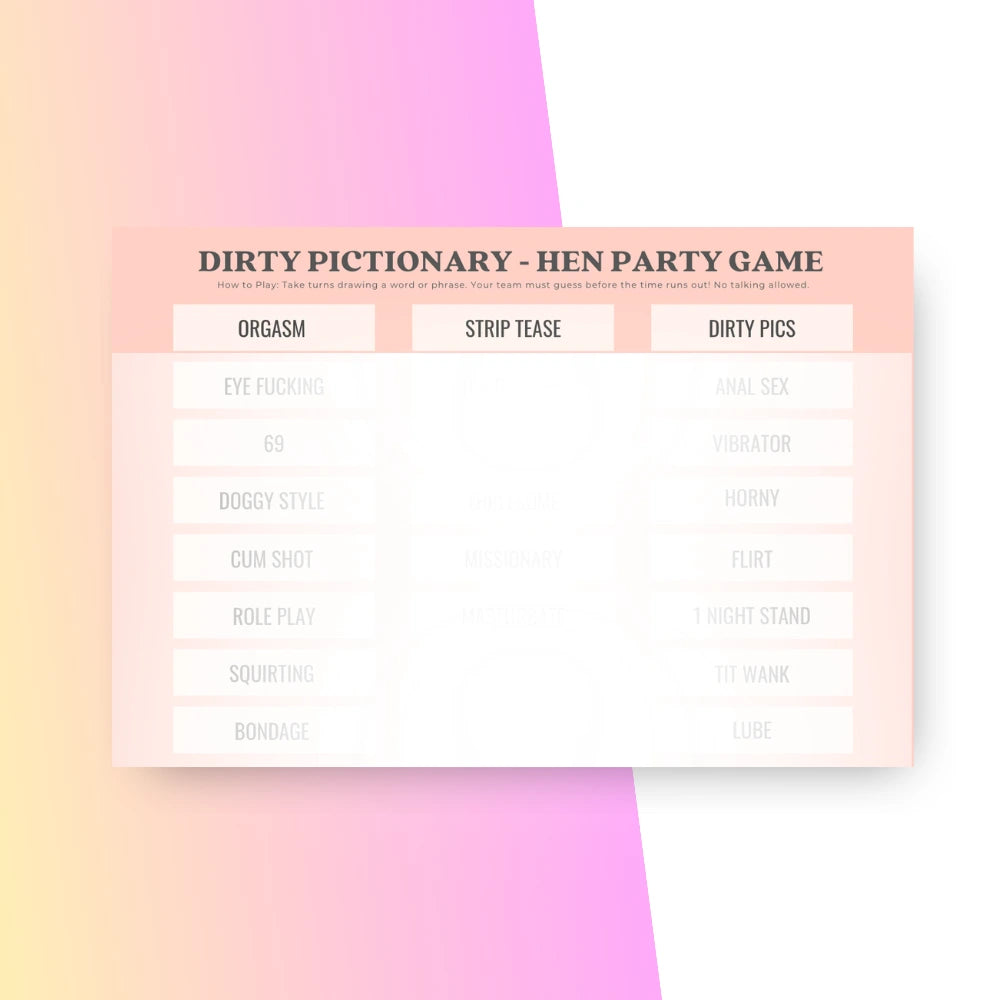 Hen Party Pictionary Game Download | Bridal or Dirty