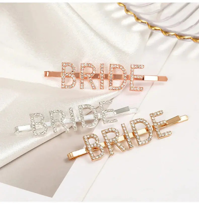 Rose Gold Glitter Rhinestone team Bride Hair Clip Hairpin Bridal shower Wedding Bachelorette hen night Party decoration gift The Hen Planner