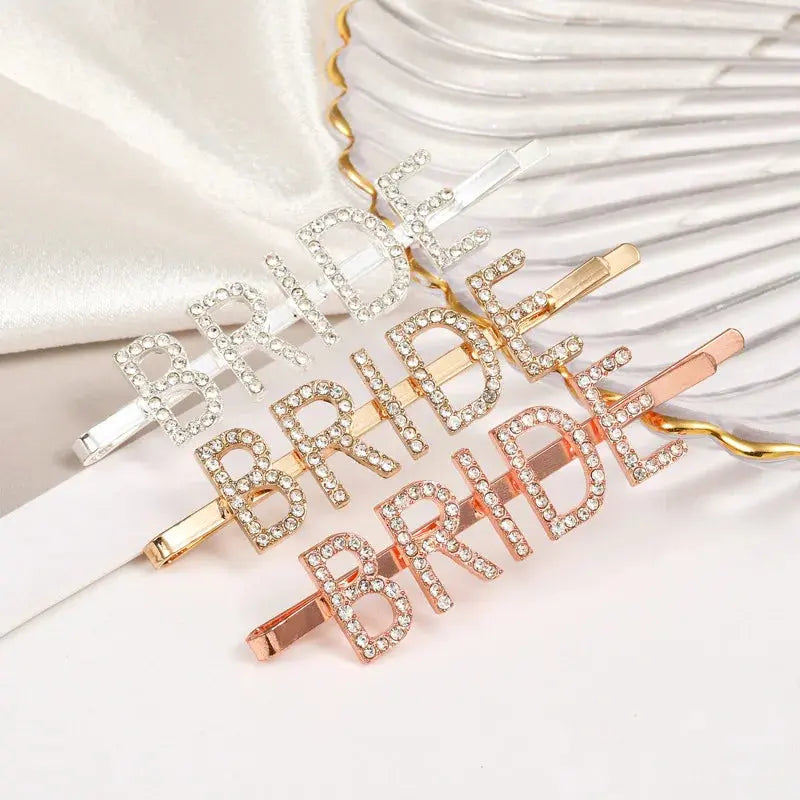Rose Gold Glitter Rhinestone team Bride Hair Clip Hairpin Bridal shower Wedding Bachelorette hen night Party decoration gift The Hen Planner