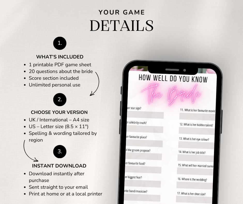 Who Knows The Bride Best? Printable Bridal Shower Game