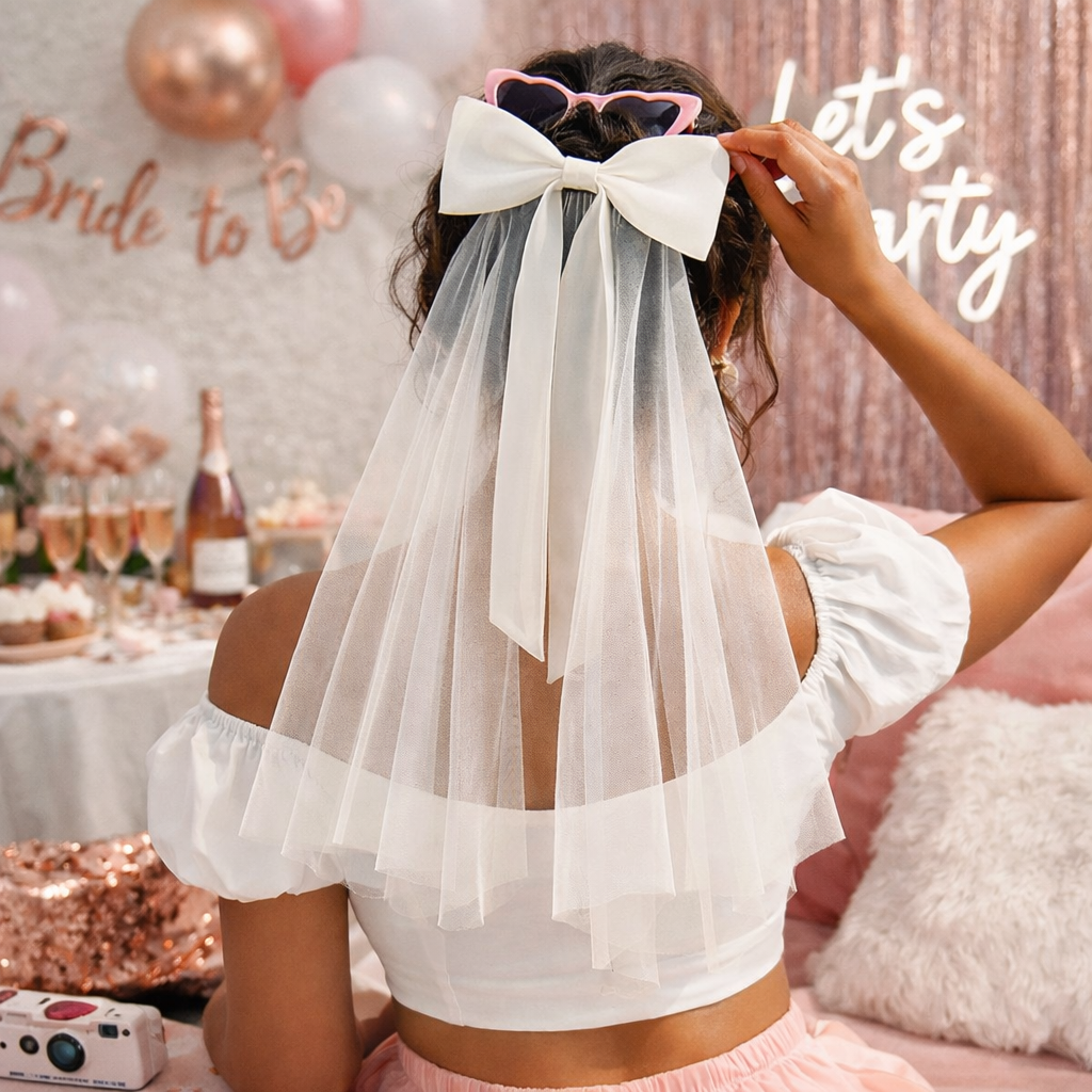 Satin Bow Bridal Veil with Comb