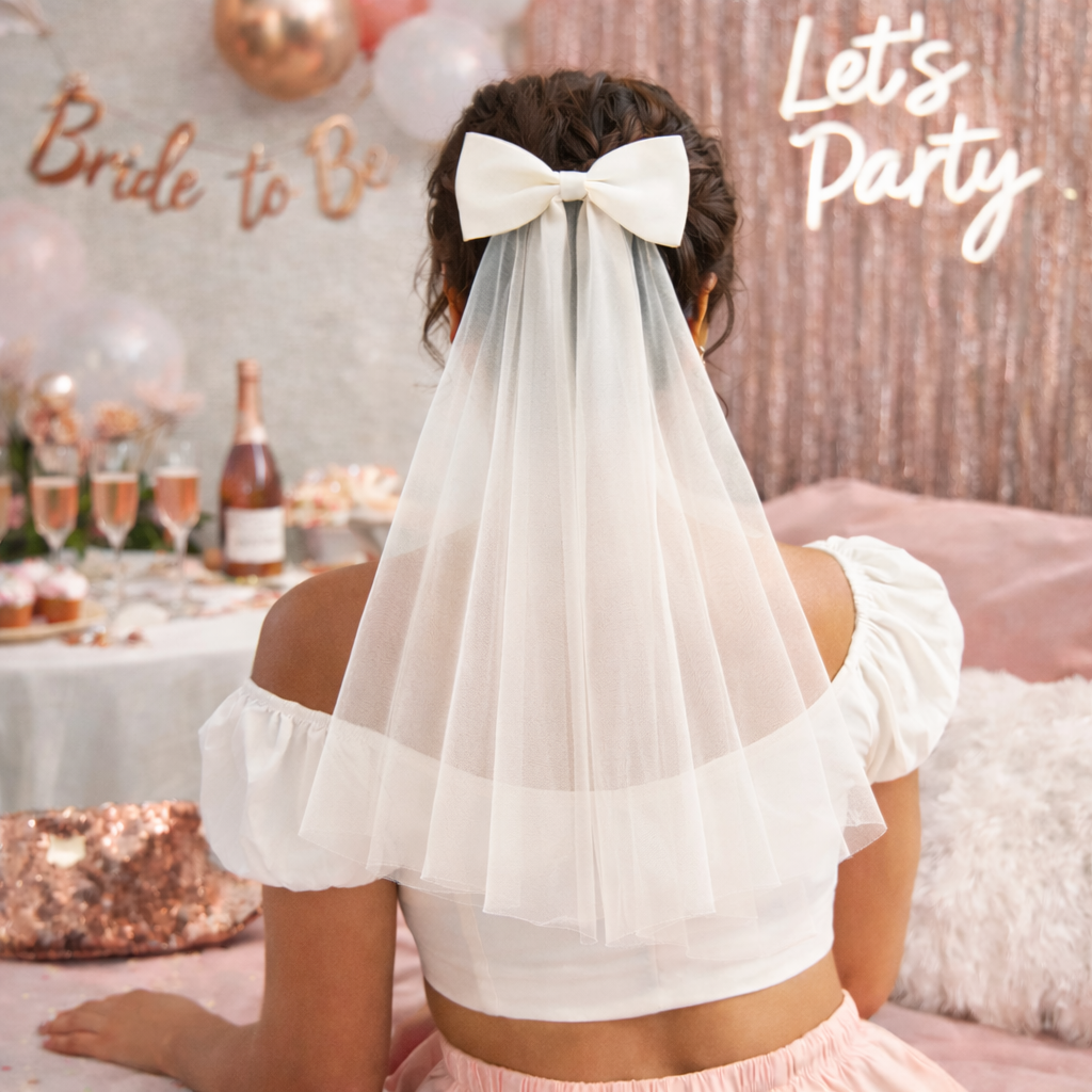 Satin Bow Bridal Veil with Comb