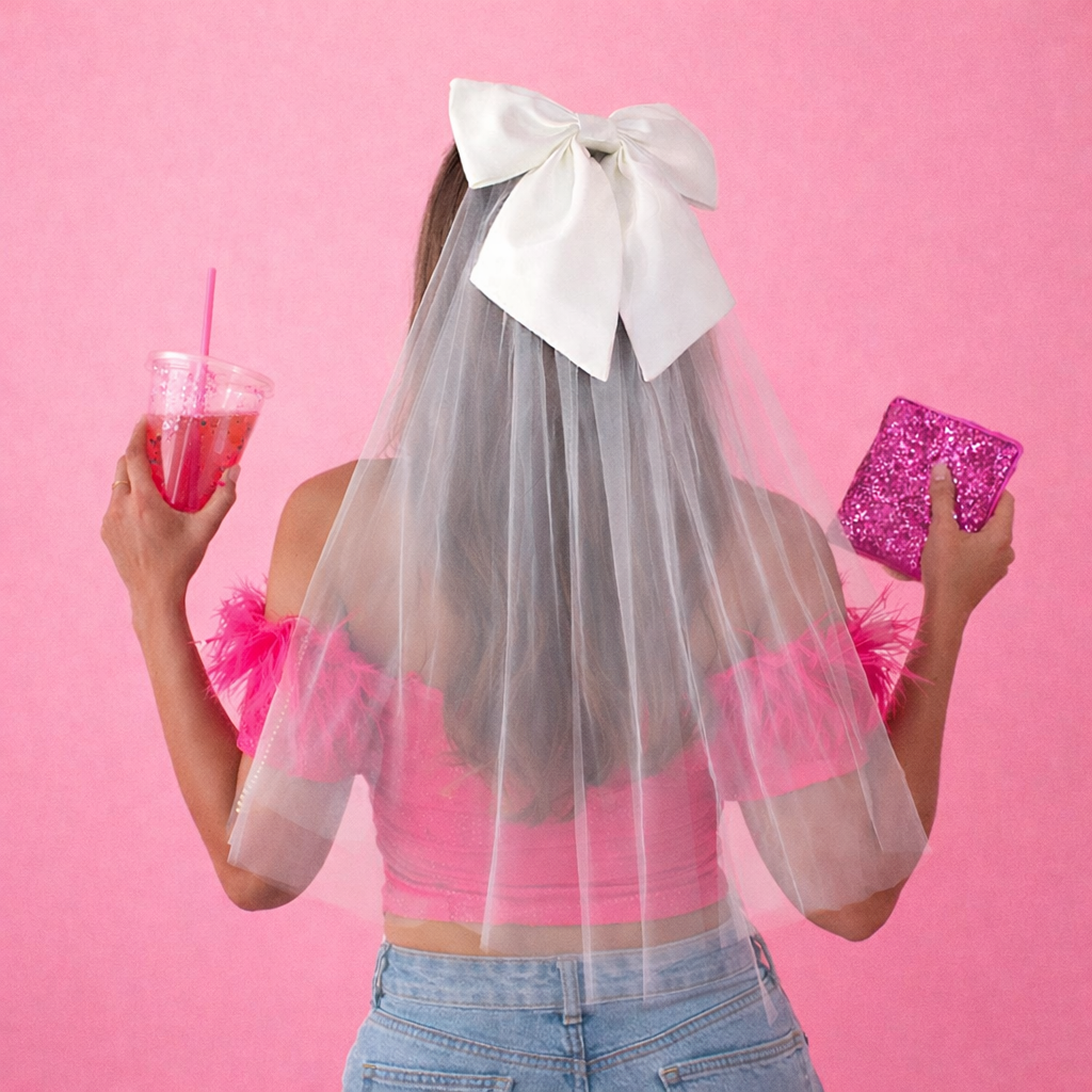 Bride Short Veil with Satin Bow