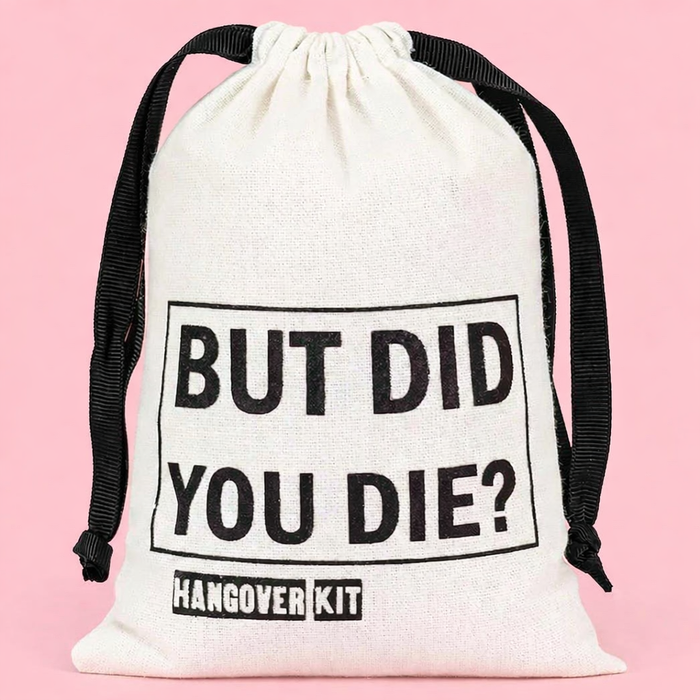 5pcs 5x7in Cotton Recovery Kit Bags for Hangover Kit Bachelorette Party Favor Bags BUT DID YOU DIE Pouches Wedding Decoration The Hen Planner