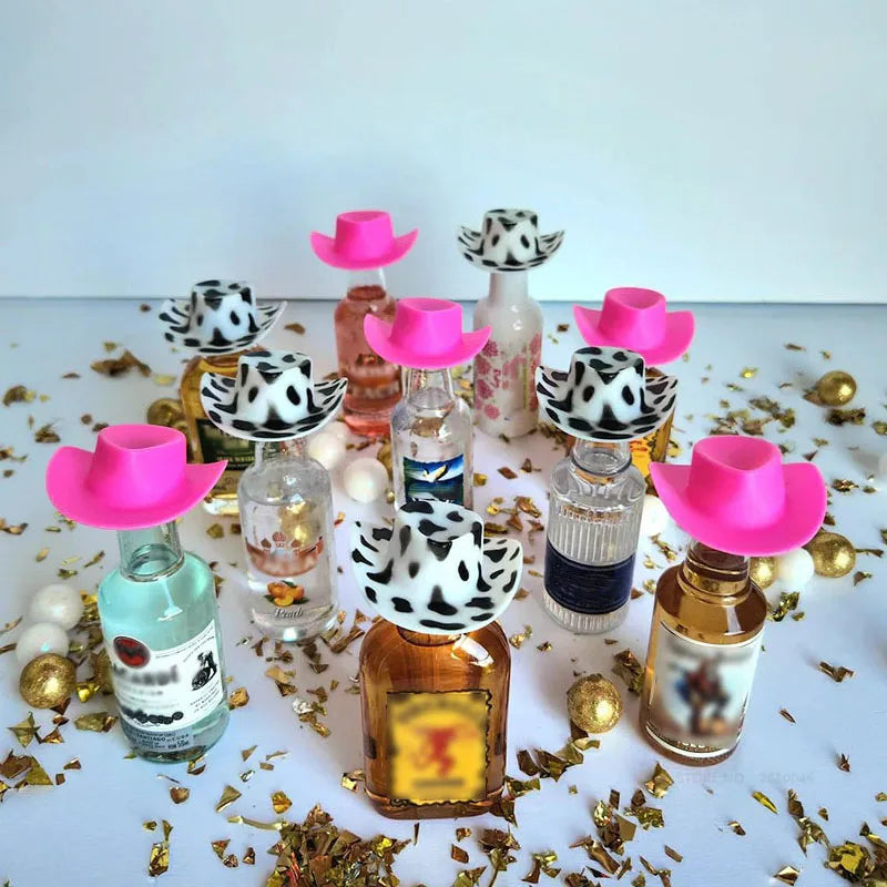 10PCS Mini Cowboy Hat Shooter Topper Disco Cowgirl Hats for Bachelorette Party Favors Bridal Party Gifts Wine Bottle Drink Tops The Hen Planner