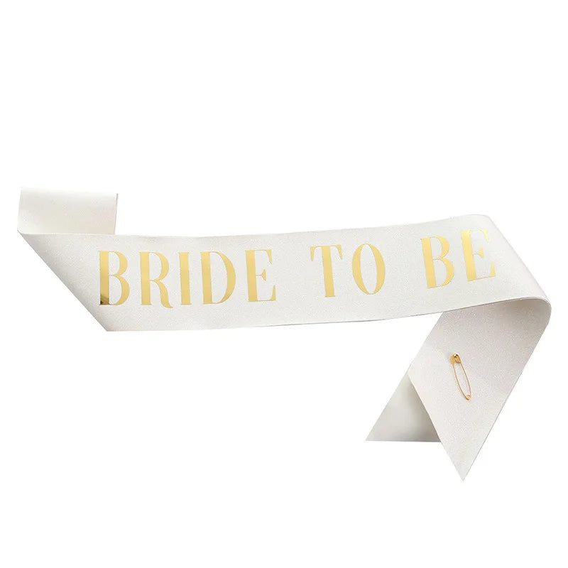 White Shimmer Bride To Be Sash