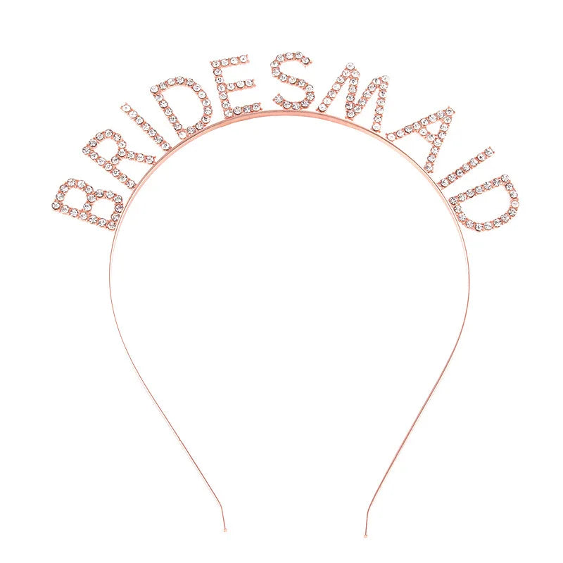 Bridesmaid Crystal Letter Headband (Rose Gold, Silver or Gold)