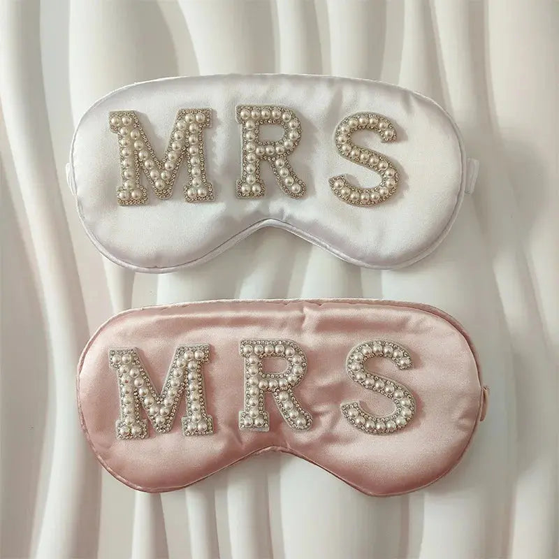 Pearl Satin Bridal Sleep Mask – Pink or White Bride & Mrs - The Hen Planner