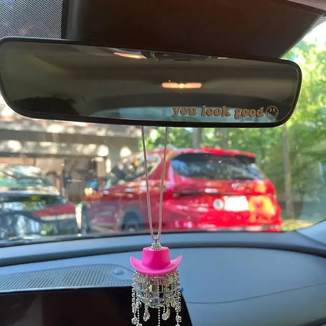 Cowgirl Disco Ball Car Charm | Last Rodeo Gift & Rear View Mirror Accessory