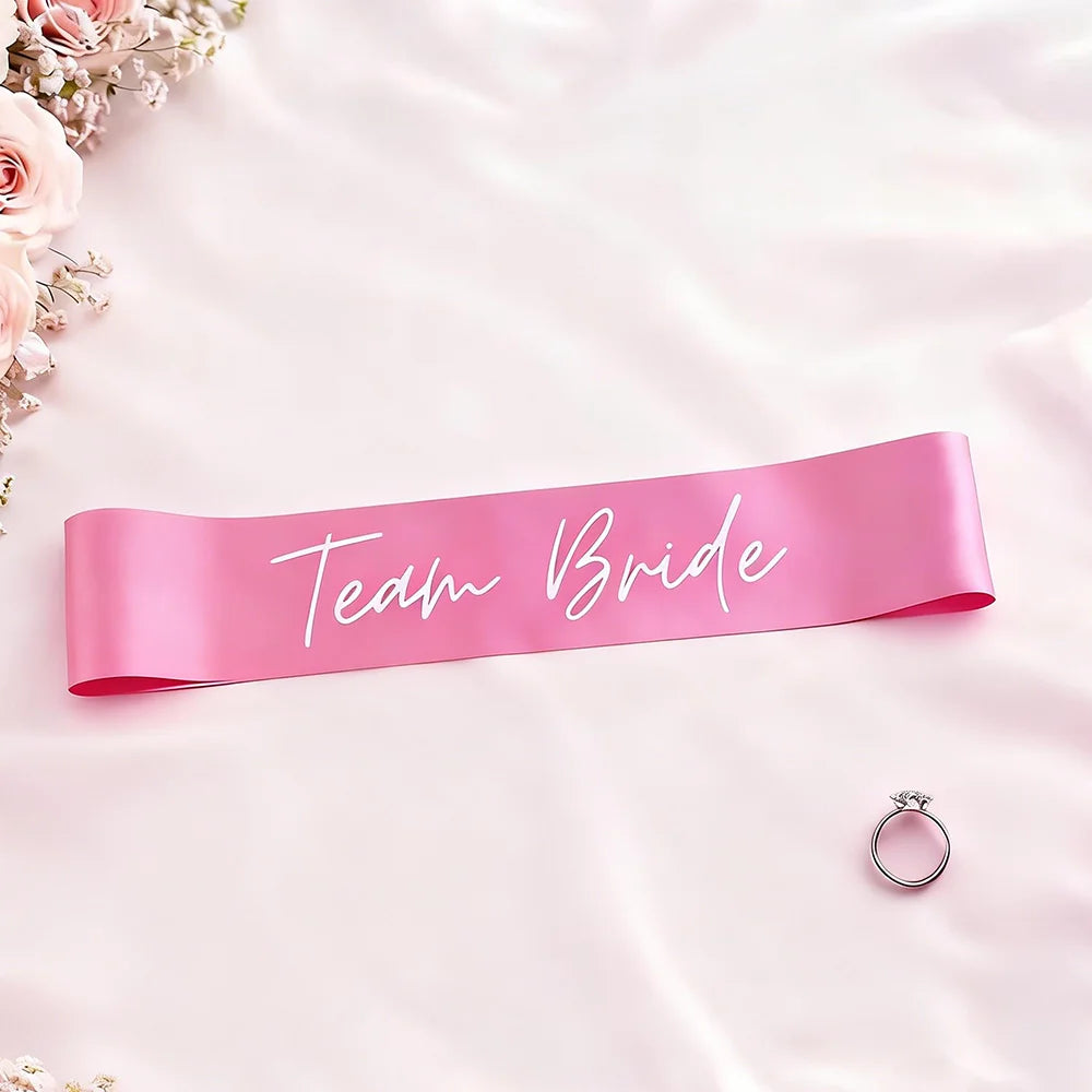 Team Bride Bachelorette Party Sash Pink White Hens Party Sash Bridesmaid Gift For Bridal Squad Bachelorette Party Accessory The Hen Planner