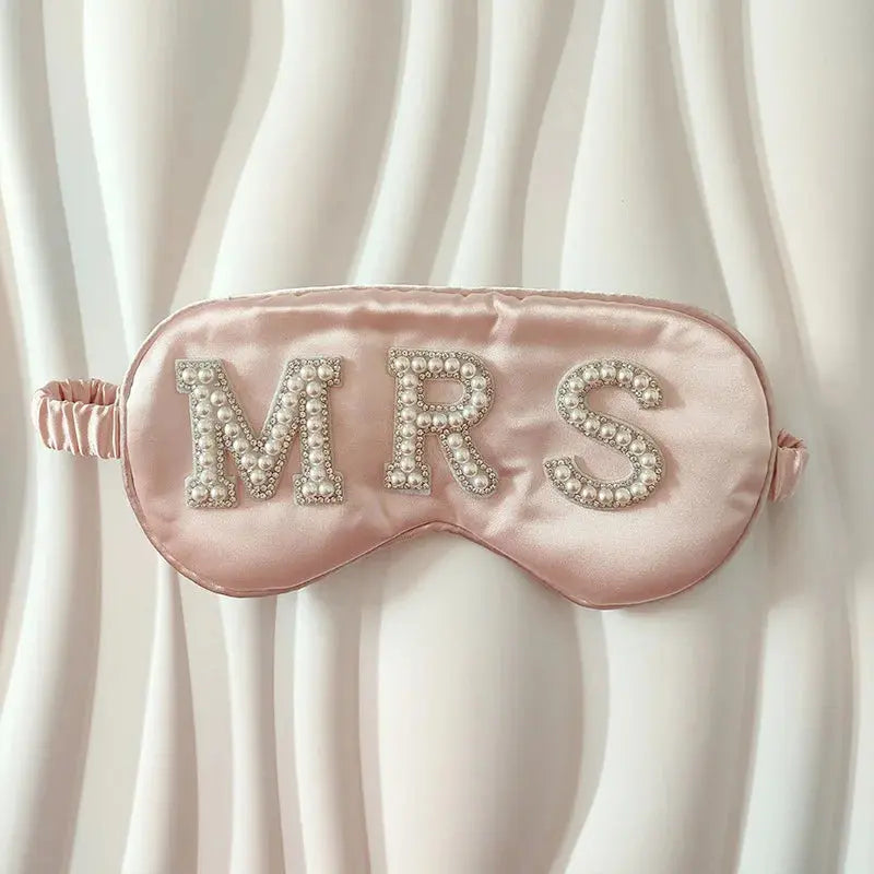 Pearl Satin Bridal Sleep Mask – Pink or White Bride & Mrs - The Hen Planner