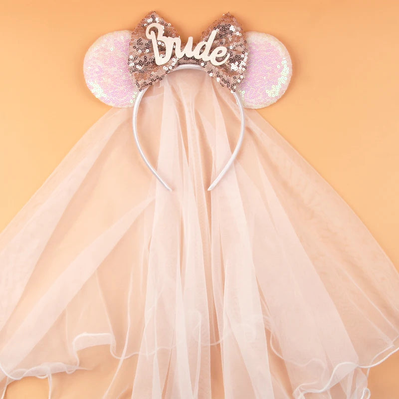 Bride Mouse Ears Headband with Veil
