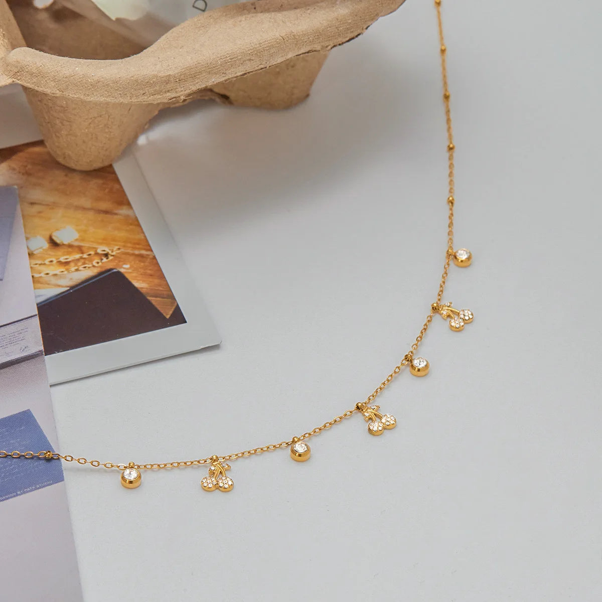Dainty Cherry Charm Necklace - The Hen Planner