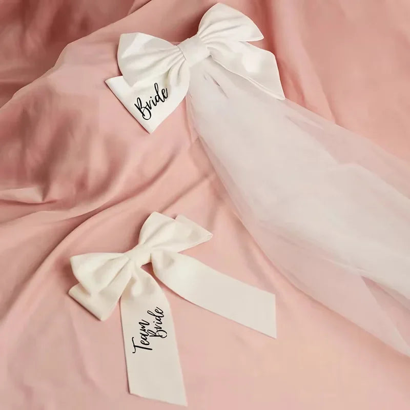 Bride Bow Veil or Team Bride Hair Bow