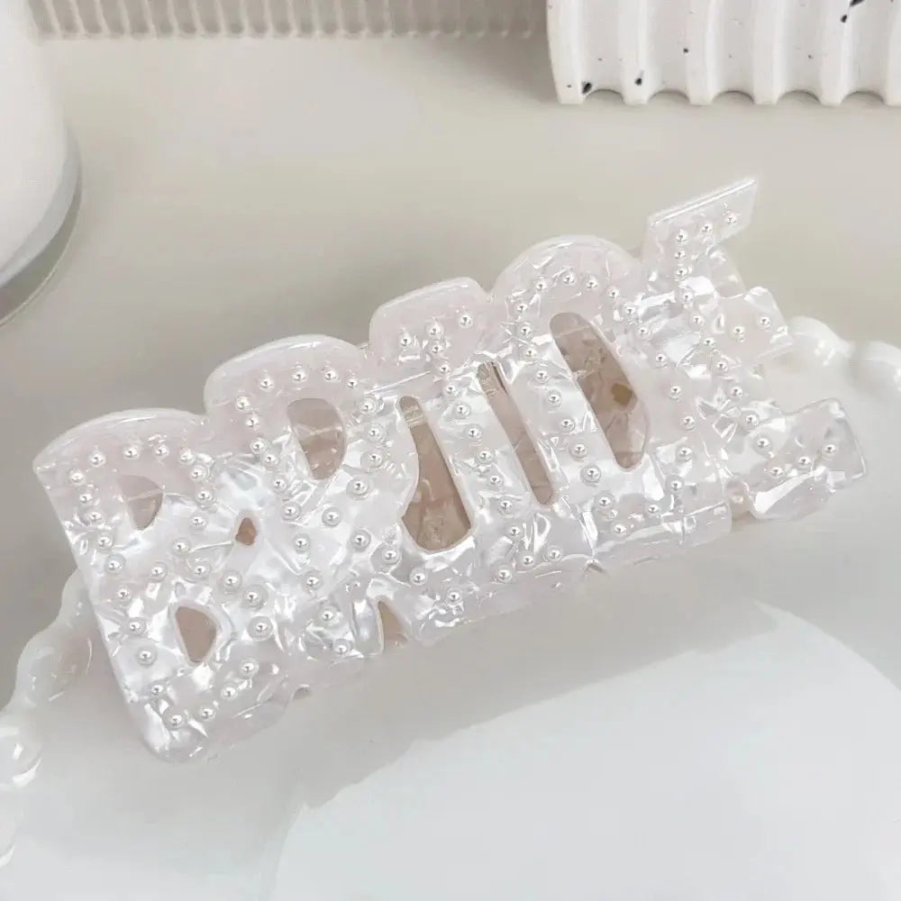 DuoShang Sweet Rhinestone Pearl Letters Hair Claw Large Acrylic Claw Clips Trendy Hair Clips Hair Accessories for Women Girls The Hen Planner