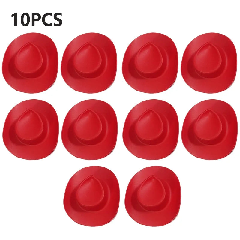 10PCS Mini Cowboy Hat Shooter Topper Disco Cowgirl Hats for Bachelorette Party Favors Bridal Party Gifts Wine Bottle Drink Tops The Hen Planner