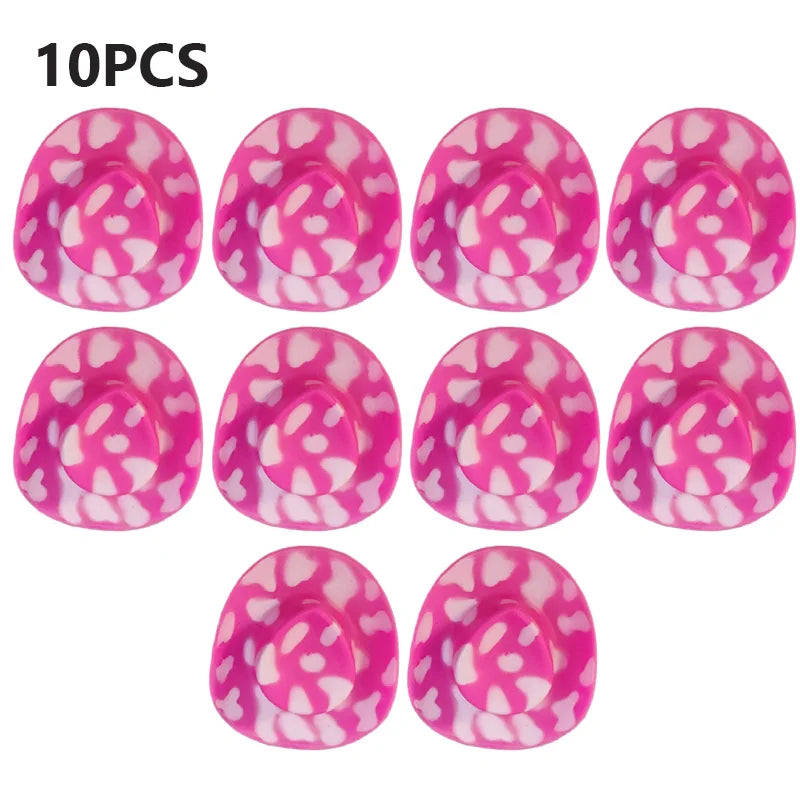 10PCS Mini Cowboy Hat Shooter Topper Disco Cowgirl Hats for Bachelorette Party Favors Bridal Party Gifts Wine Bottle Drink Tops The Hen Planner