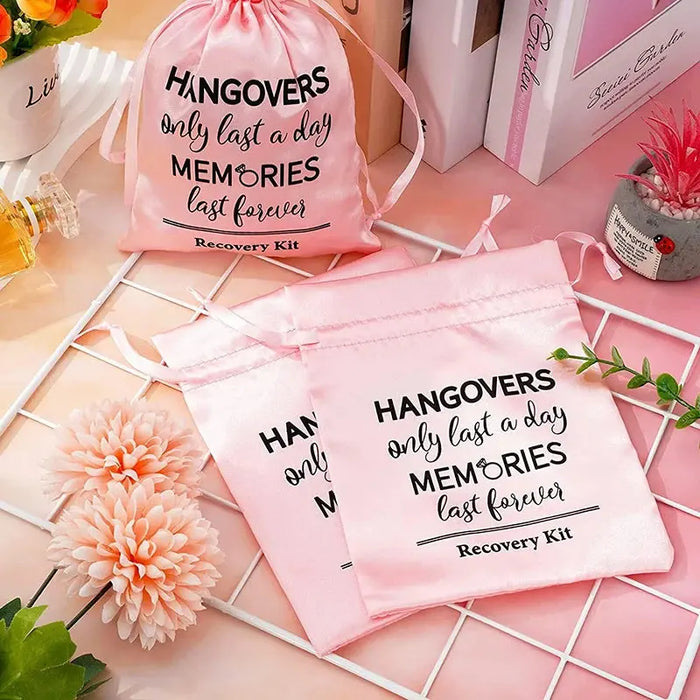 Set of 5 Pink Hangover Recovery Kit Bags - The Hen Planner