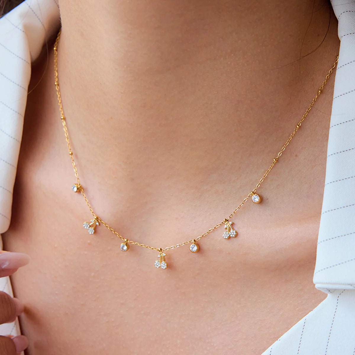 Dainty Cherry Charm Necklace - The Hen Planner