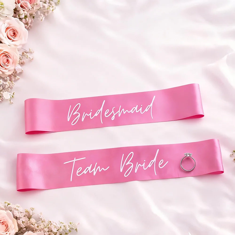 Team Bride Bachelorette Party Sash Pink White Hens Party Sash Bridesmaid Gift For Bridal Squad Bachelorette Party Accessory The Hen Planner