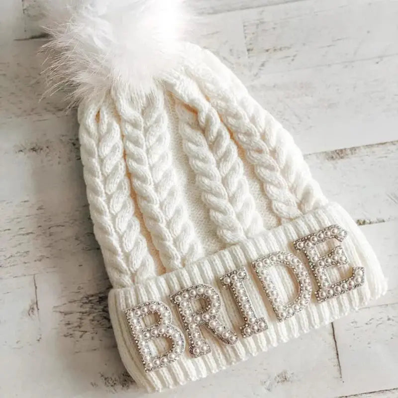 Pearl “Bride” Knit Beanie - The Hen Planner