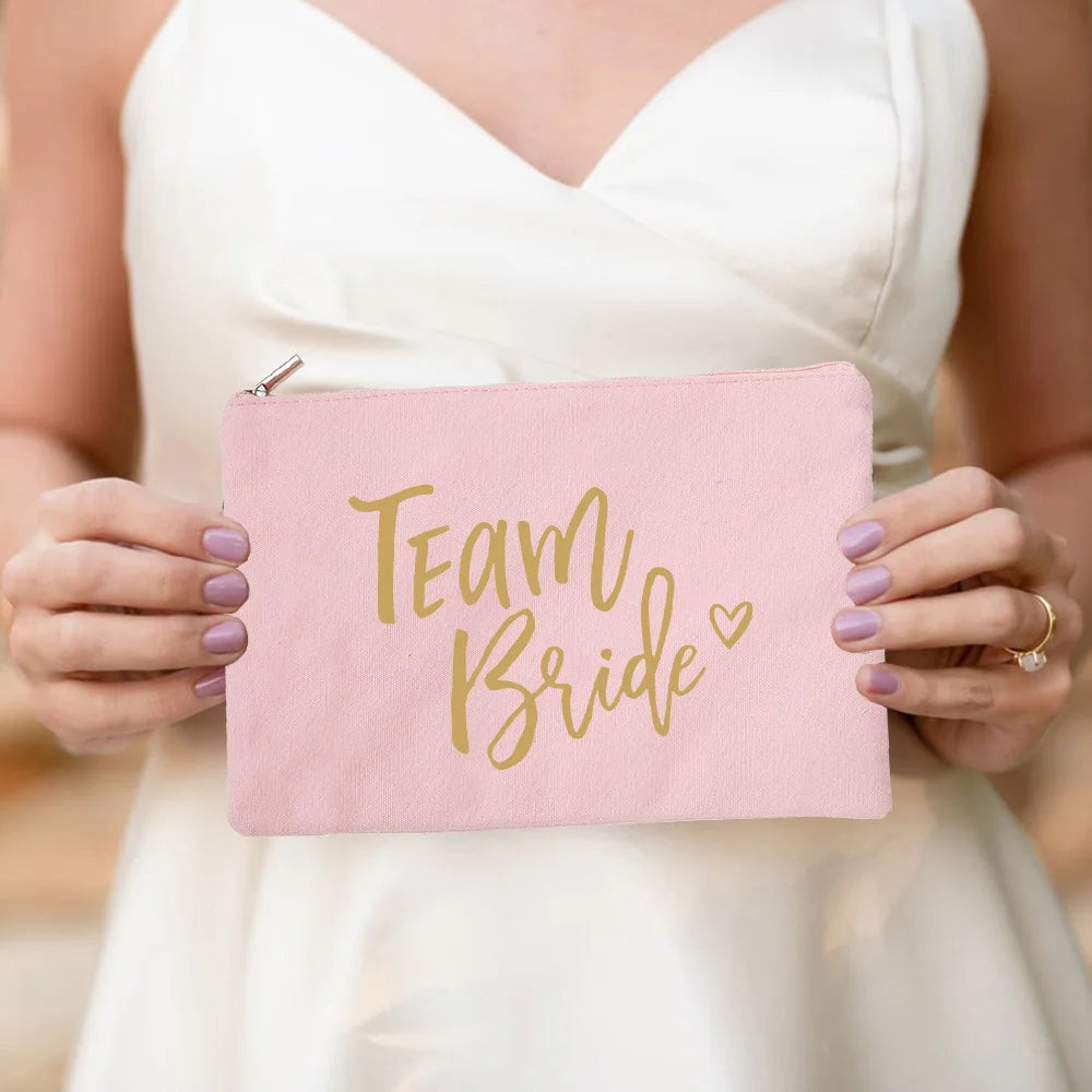 Bride & Team Bride Makeup Bag – Lightweight Hen Party Cosmetic Pouch