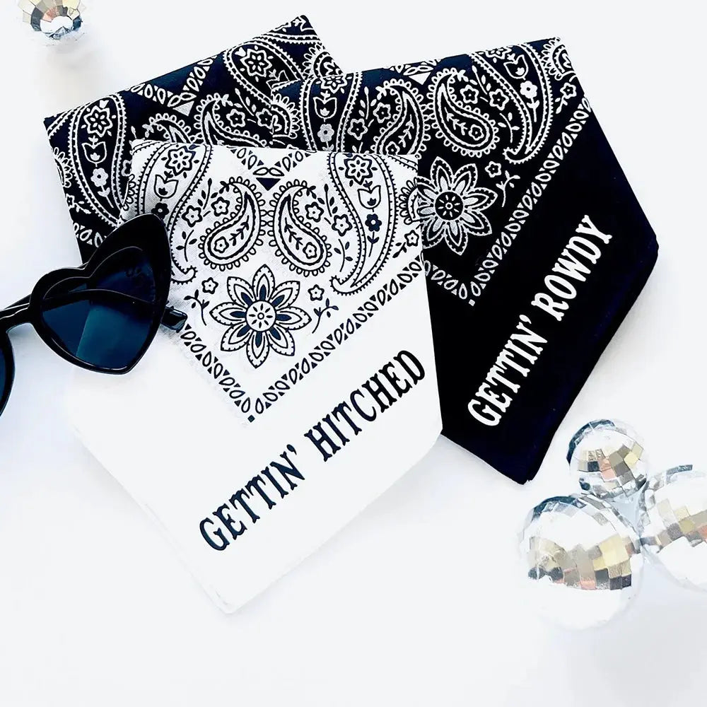 Gettin’ Hitched Gettin’ Rowdy Cotton Bride Bandana Space Cowgirl Western Austin Bachelorette Wedding Souvenirs Bride To Be The Hen Planner