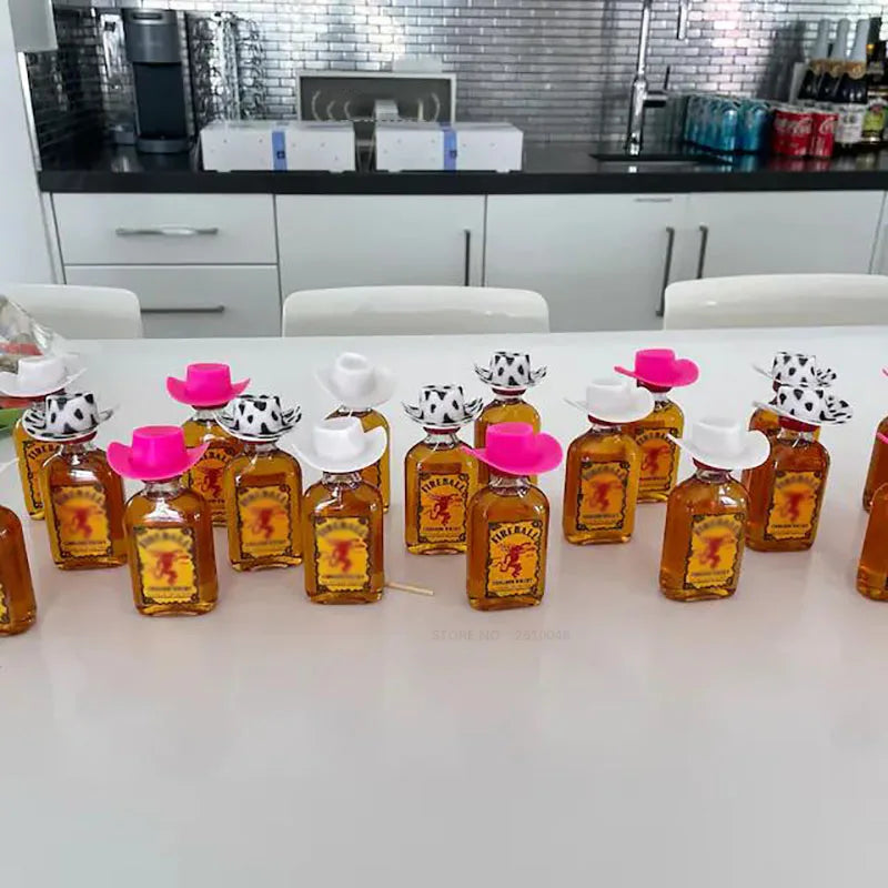 10PCS Mini Cowboy Hat Shooter Topper Disco Cowgirl Hats for Bachelorette Party Favors Bridal Party Gifts Wine Bottle Drink Tops The Hen Planner