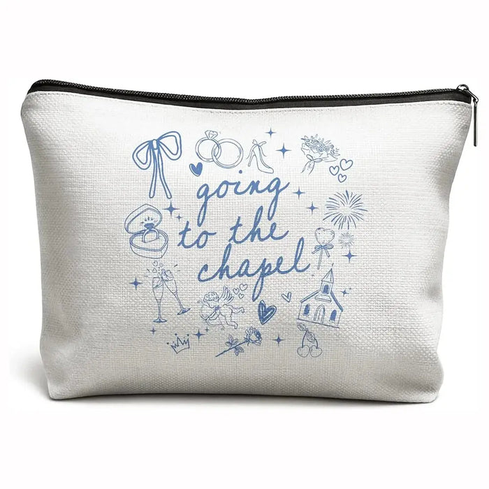 Going To The Chapel Makeup Bag Wedding Preparations Bride Supplies Bachelorette Party Accessory Toiletry Bag Bridal Shower Gift The Hen Planner