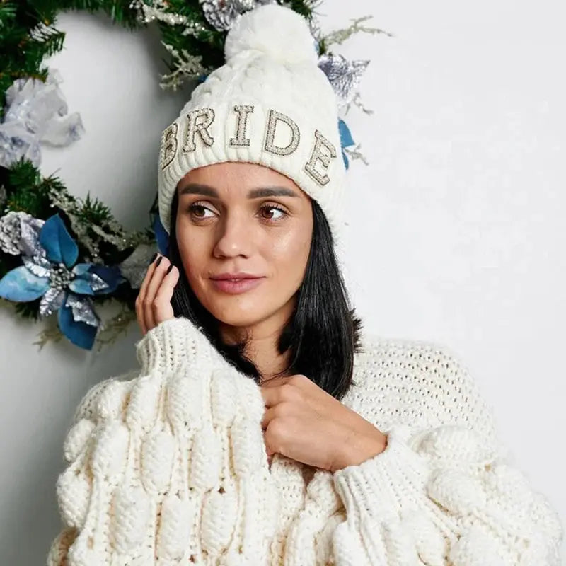 Pearl “Bride” Knit Beanie - The Hen Planner