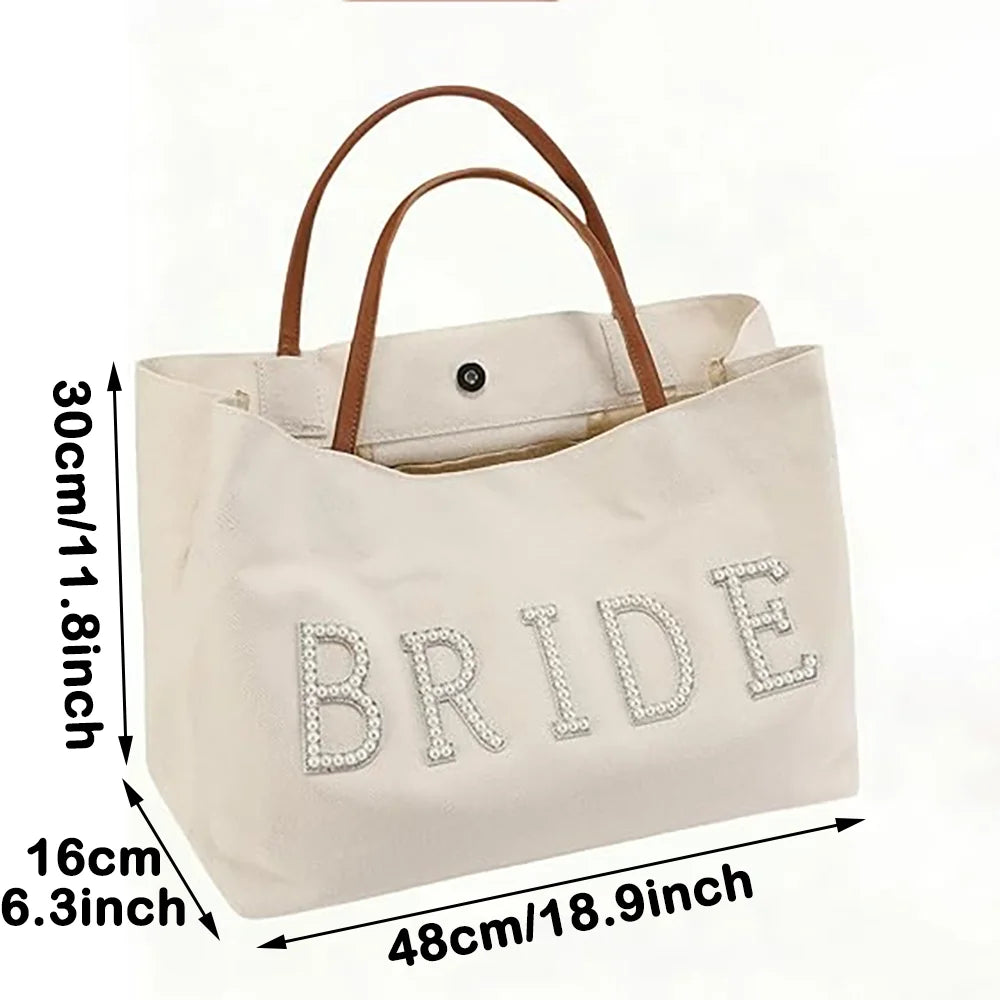 Pearl “Bride” Canvas Tote Bag