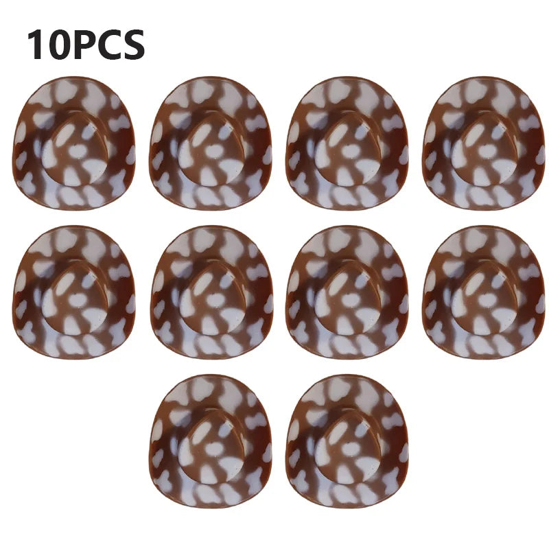 10PCS Mini Cowboy Hat Shooter Topper Disco Cowgirl Hats for Bachelorette Party Favors Bridal Party Gifts Wine Bottle Drink Tops The Hen Planner