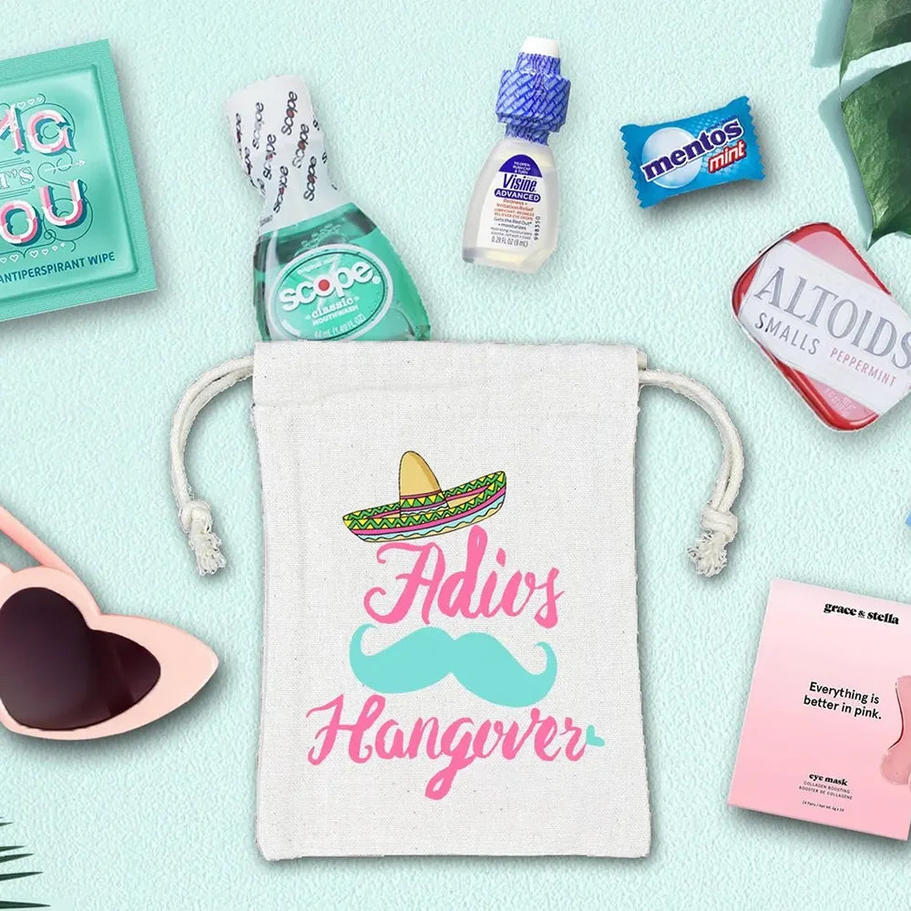 Set of 5 “Adios Hangover” Hangover Kit Bags