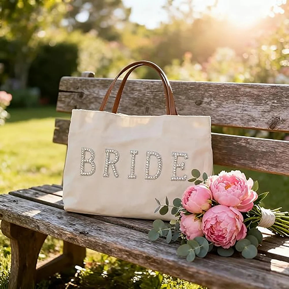 Pearl “Bride” Canvas Tote Bag