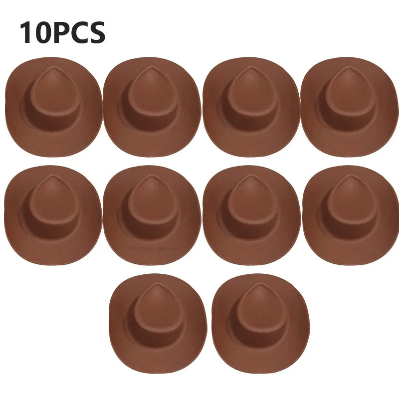 10PCS Mini Cowboy Hat Shooter Topper Disco Cowgirl Hats for Bachelorette Party Favors Bridal Party Gifts Wine Bottle Drink Tops The Hen Planner