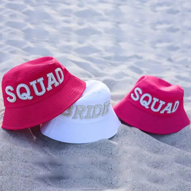 Bride squad Bucket Hat beach pool summer Wedding Bachelorette hen Party Bridal Shower Travel decoration bridesmaid proposal gift The Hen Planner