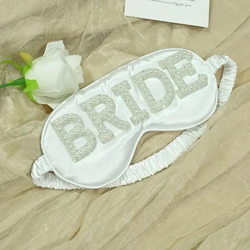Pearl Satin Bridal Sleep Mask – Pink or White Bride & Mrs - The Hen Planner