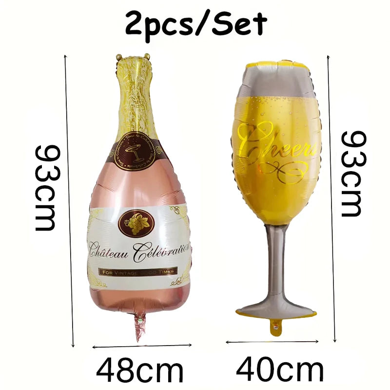 Champagne Bottle & Glass Foil Balloons
