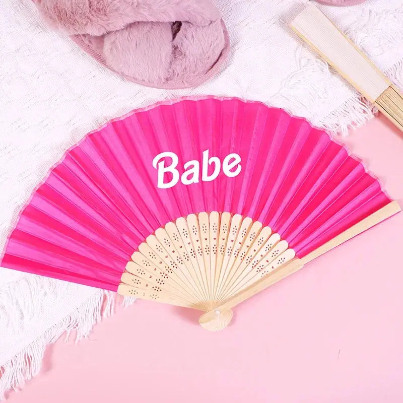 Hot pink Bride babe hand fan summer Pool Beach Bach weekend girls trip bachelorette party Bridal Shower wedding Bridesmaid Gift The Hen Planner