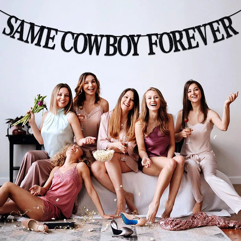 Black Glitter Same Cowboy Forever Banner